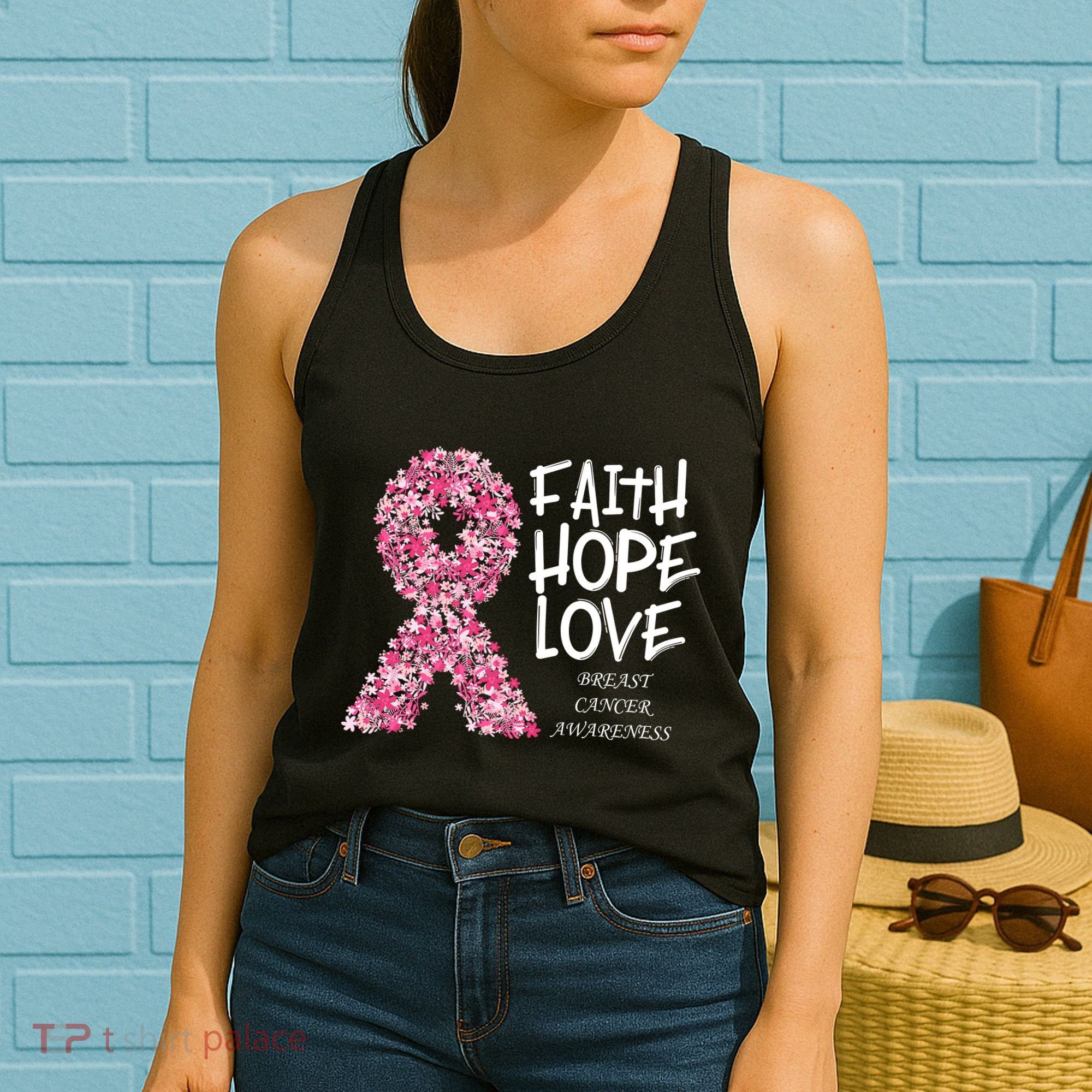 Breast Cancer Awareness Faith Love Hope Pink Ribbon Women's Tank Top
