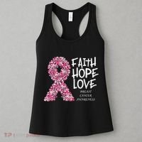 Breast Cancer Awareness Faith Love Hope Pink Ribbon Women's Tank Top thumb 3