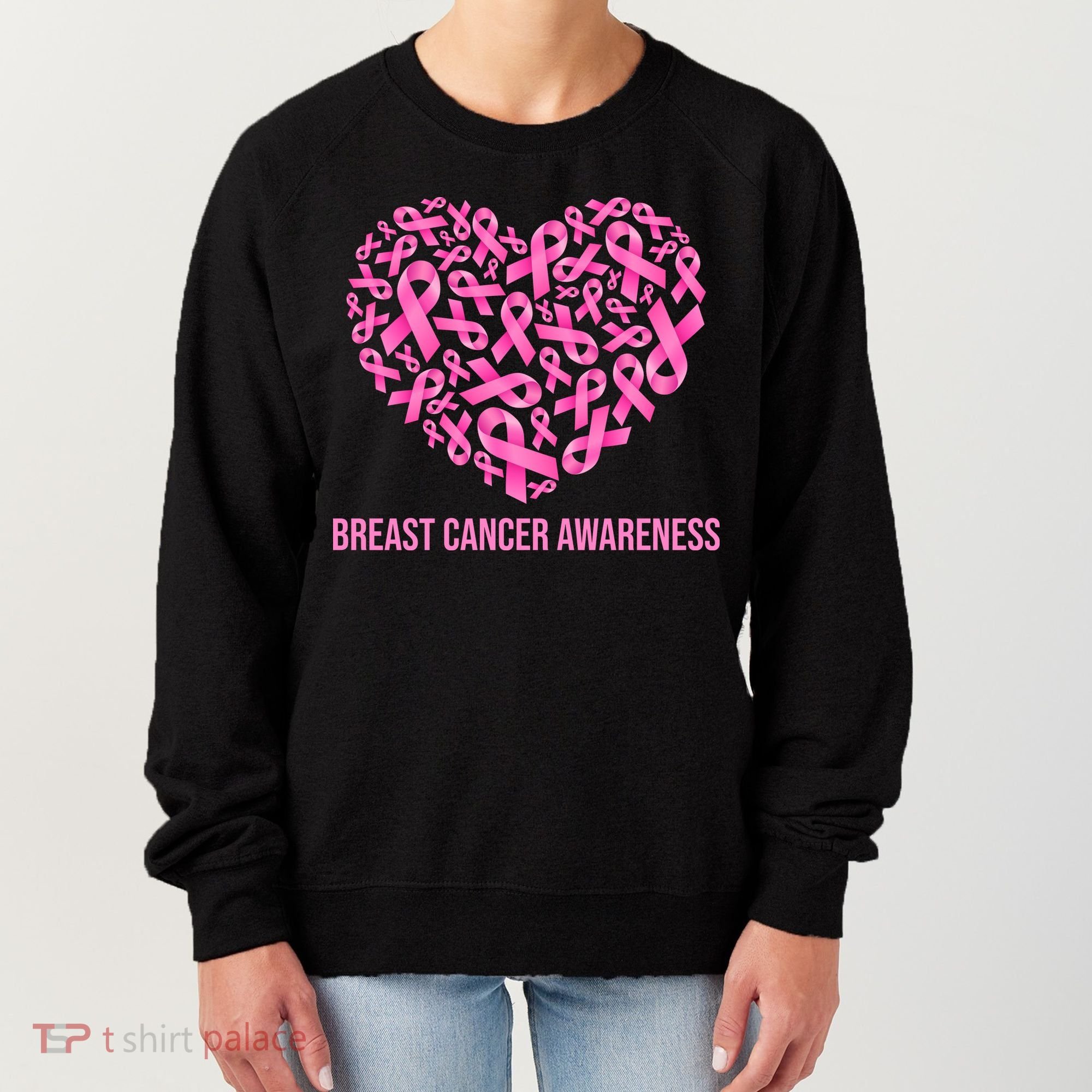 Breast Cancer Awareness Pink Ribbon Heart Women's Sweatshirt