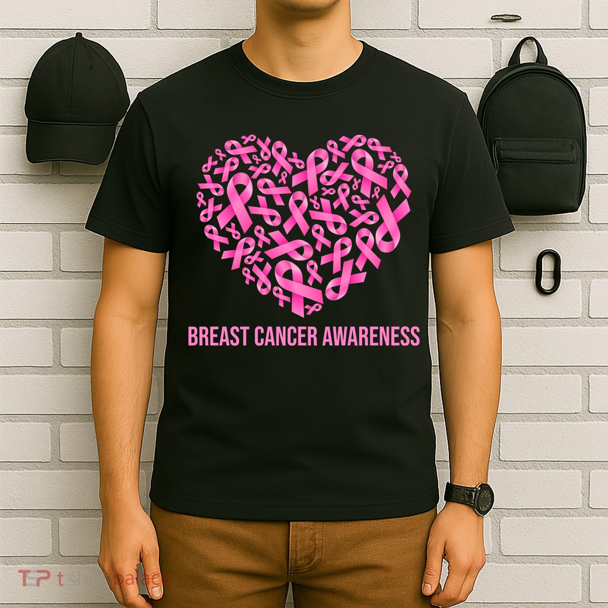 Breast Cancer Awareness Pink Ribbon Heart T-Shirt