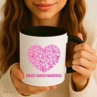 Breast Cancer Awareness Pink Ribbon Heart Coffee Mug thumb 3