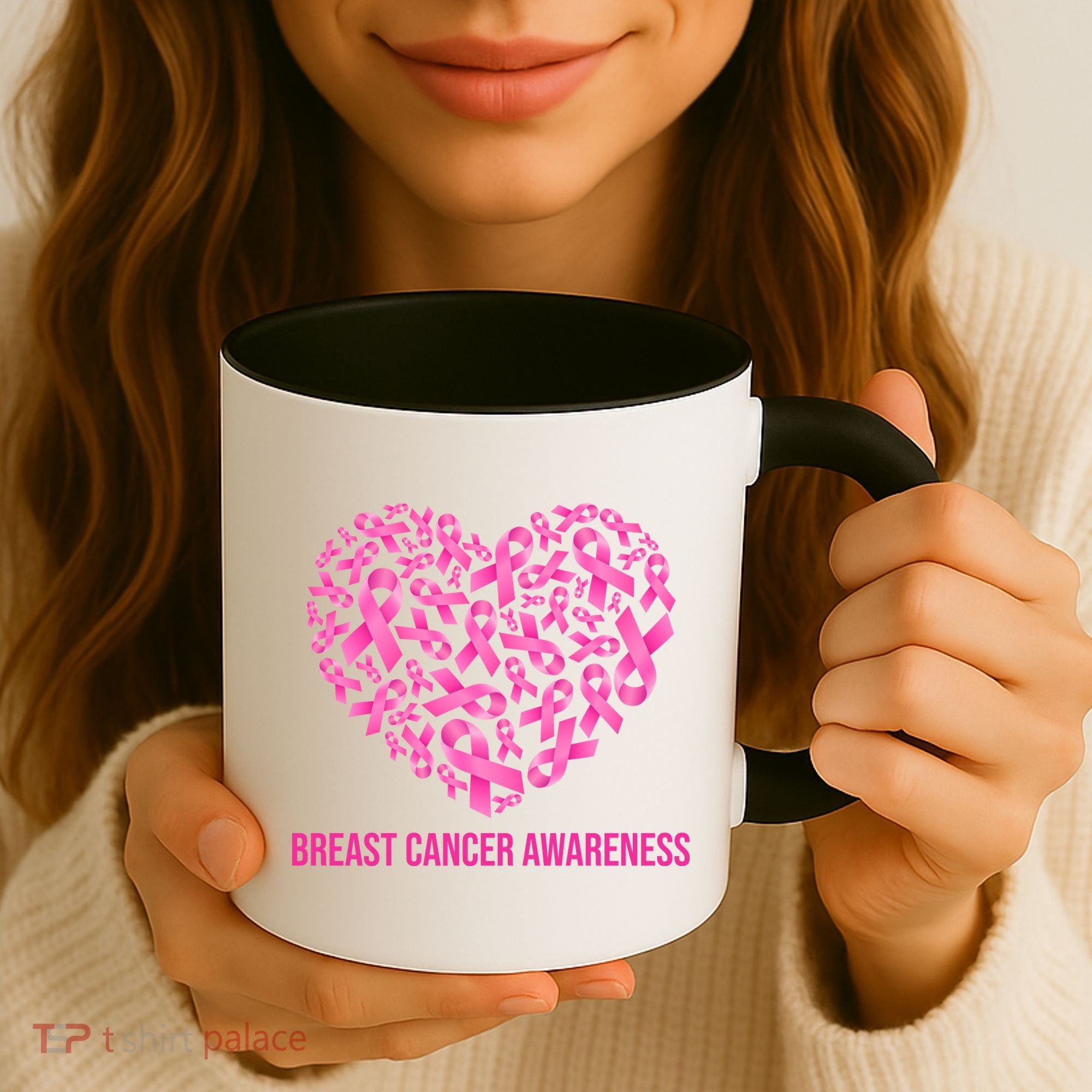 Breast Cancer Awareness Pink Ribbon Heart Coffee Mug