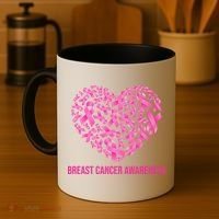 Breast Cancer Awareness Pink Ribbon Heart Coffee Mug thumb 4