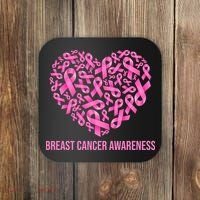 Breast Cancer Awareness Pink Ribbon Heart Coaster thumb 0