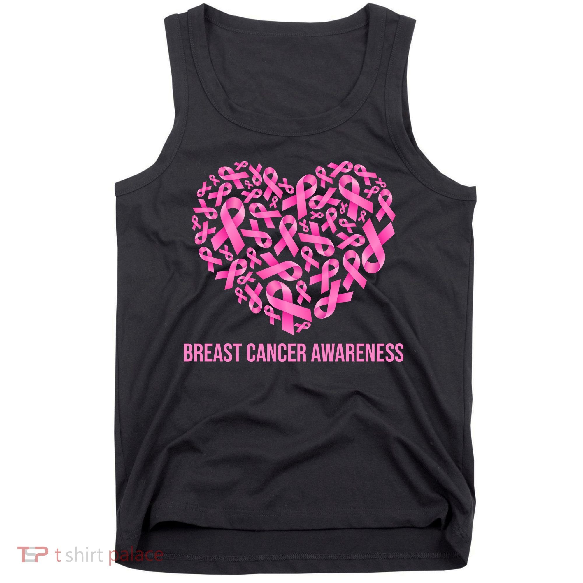 Breast Cancer Awareness Pink Ribbon Heart Tank Top