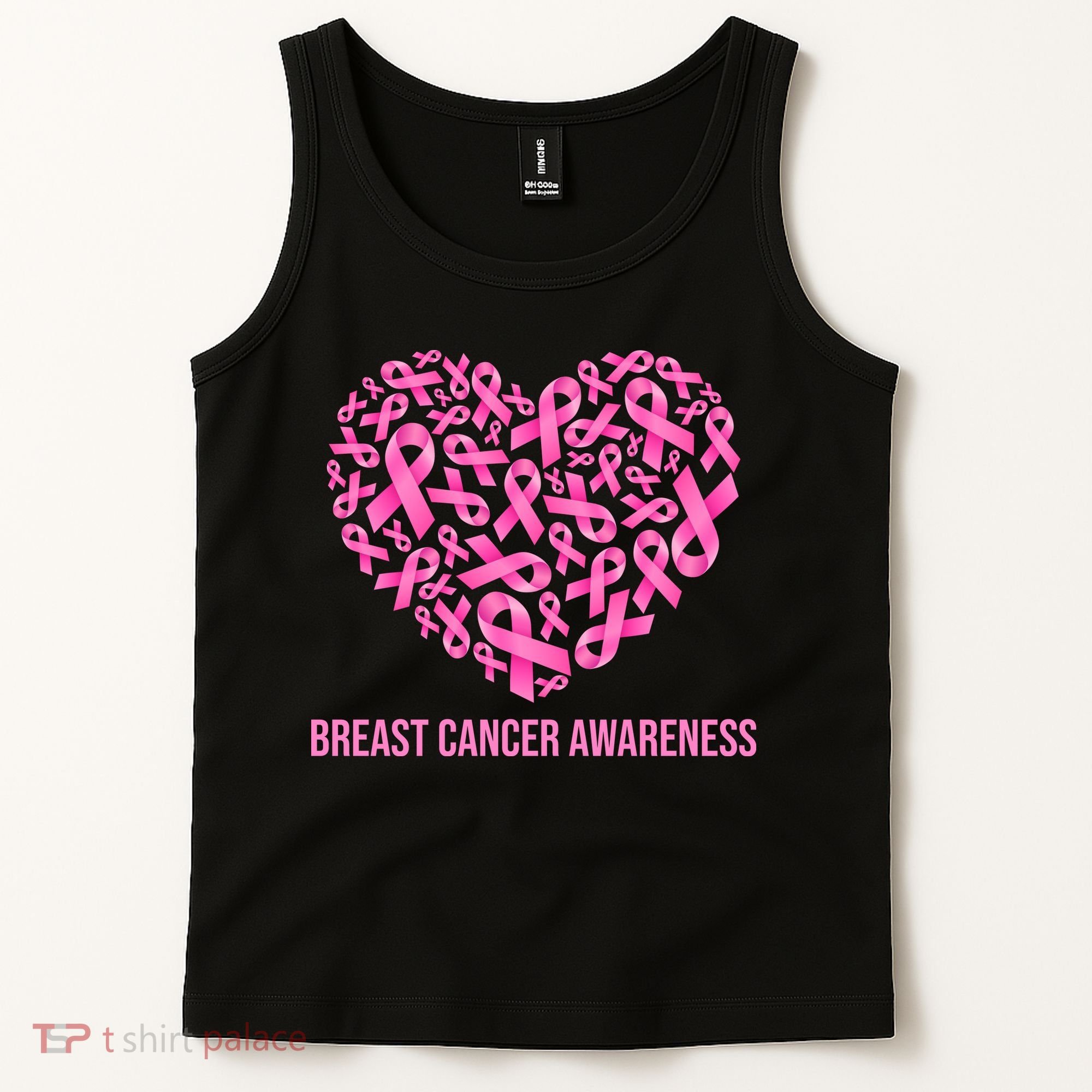 Breast Cancer Awareness Pink Ribbon Heart Tank Top