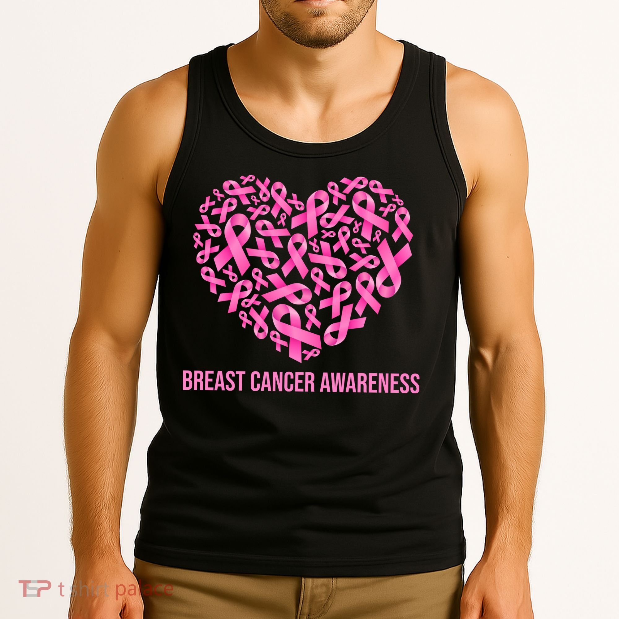 Breast Cancer Awareness Pink Ribbon Heart Tank Top