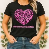 Breast Cancer Awareness Pink Ribbon Heart Women's T-Shirt thumb 2
