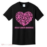 Breast Cancer Awareness Pink Ribbon Heart Kids T-Shirt thumb 0