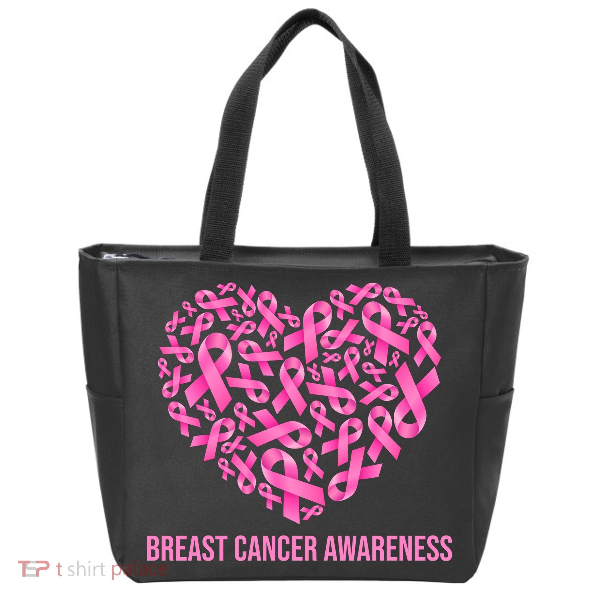 Breast Cancer Awareness Pink Ribbon Heart Tote Bag
