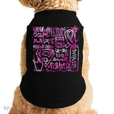 Breast Cancer Awareness Superhero Quotes Doggie Tank