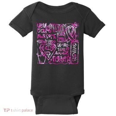 Breast Cancer Awareness Superhero Quotes Baby Bodysuit