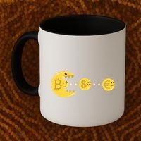 Bitcoin Chases And Eats The Dollar Euro For Crypto Fans Coffee Mug thumb 2