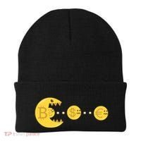 Bitcoin Chases And Eats The Dollar Euro For Crypto Fans Beanie thumb 0