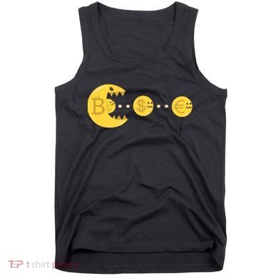 Bitcoin Chases And Eats The Dollar Euro For Crypto Fans Tank Top