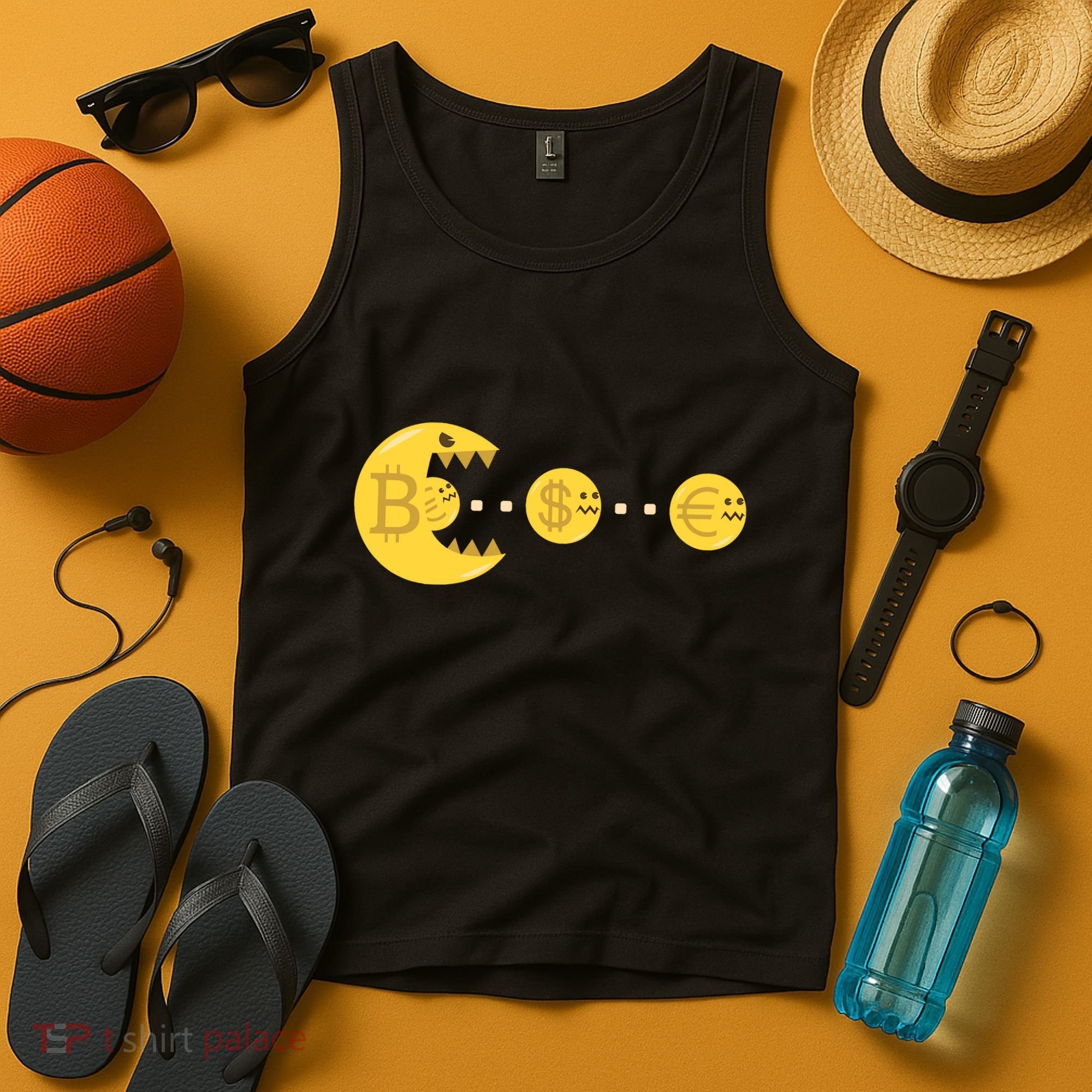Bitcoin Chases And Eats The Dollar Euro For Crypto Fans Tank Top