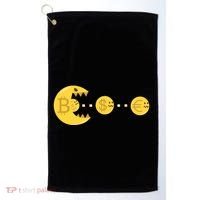 Bitcoin Chases And Eats The Dollar Euro For Crypto Fans Golf Towel thumb 0
