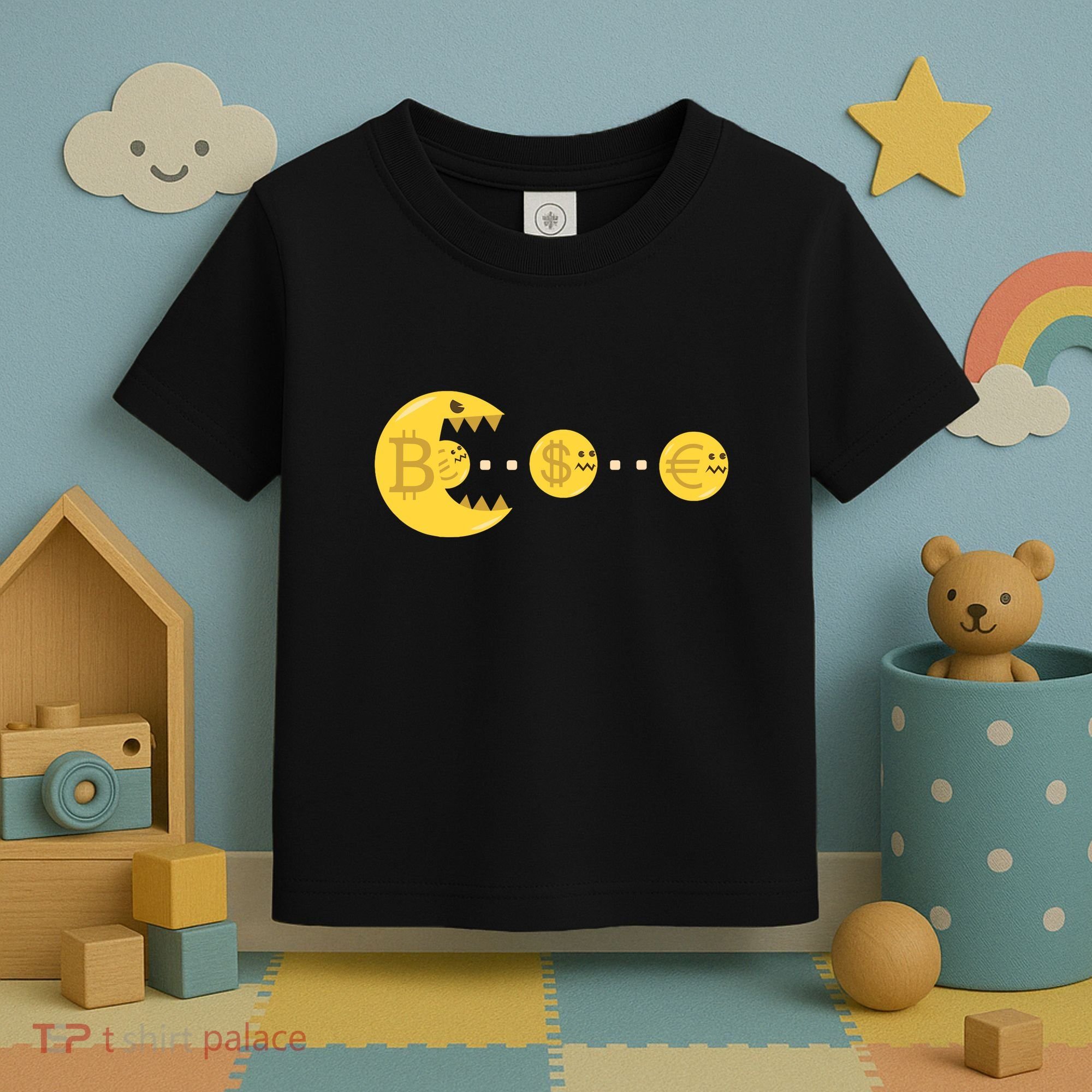 Bitcoin Chases And Eats The Dollar Euro For Crypto Fans Toddler T-Shirt