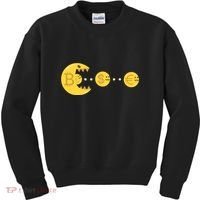 Bitcoin Chases And Eats The Dollar Euro For Crypto Fans Kids Sweatshirt thumb 0