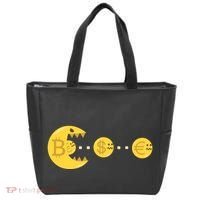 Bitcoin Chases And Eats The Dollar Euro For Crypto Fans Tote Bag thumb 0