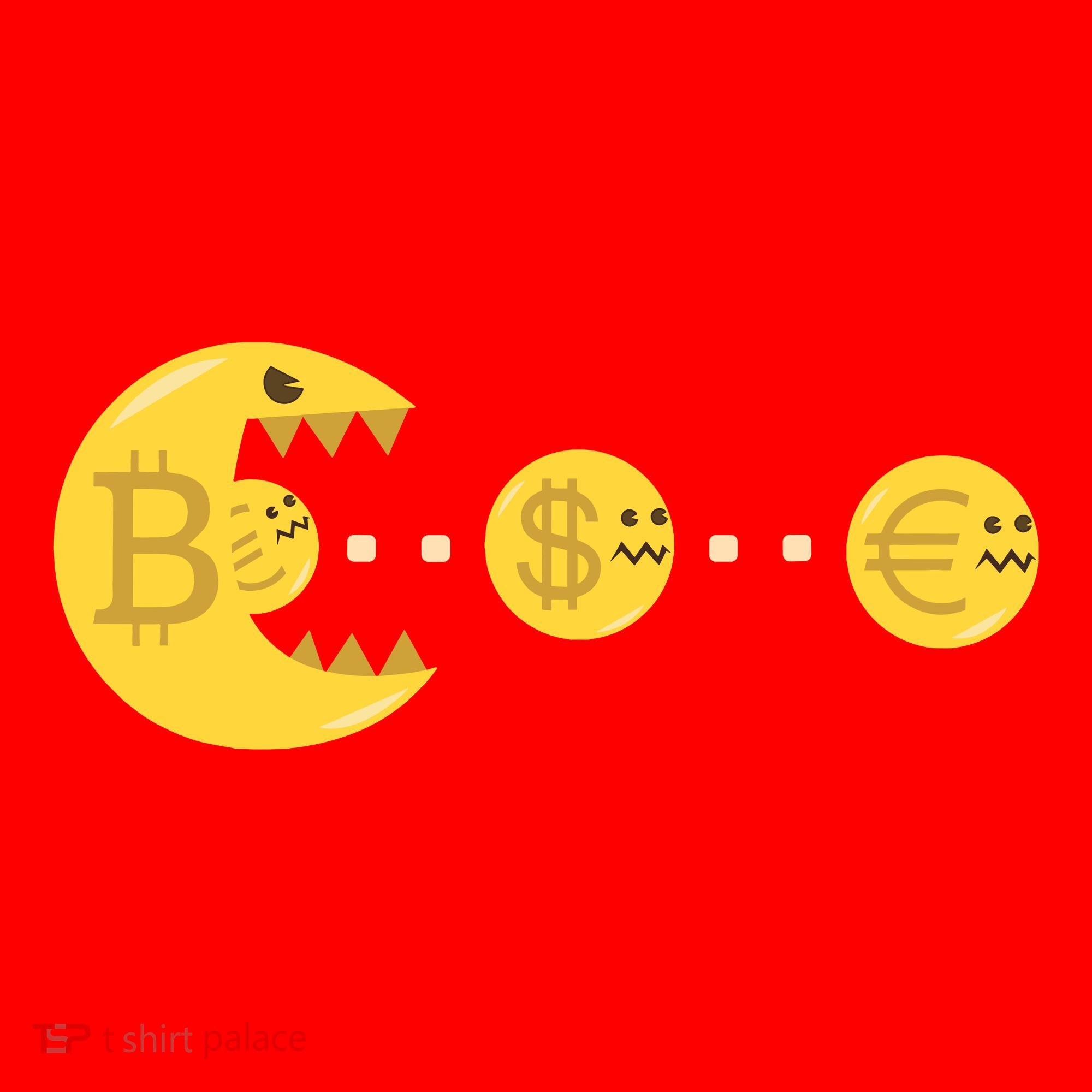 Bitcoin Chases And Eats The Dollar Euro For Crypto Fans Santa Hat