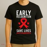 Blood Cancer Awareness Leukemia Lymphoma Myeloma Red Ribbon Gift T-Shirt thumb 3