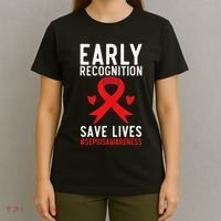 Blood Cancer Awareness Leukemia Lymphoma Myeloma Red Ribbon Gift T-Shirt thumb 4