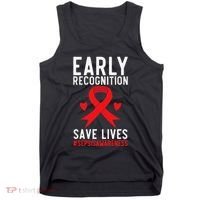 Blood Cancer Awareness Leukemia Lymphoma Myeloma Red Ribbon Gift Tank Top thumb 0