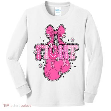 Breast Cancer Awareness Boxing Glove Kids Long Sleeve Shirt