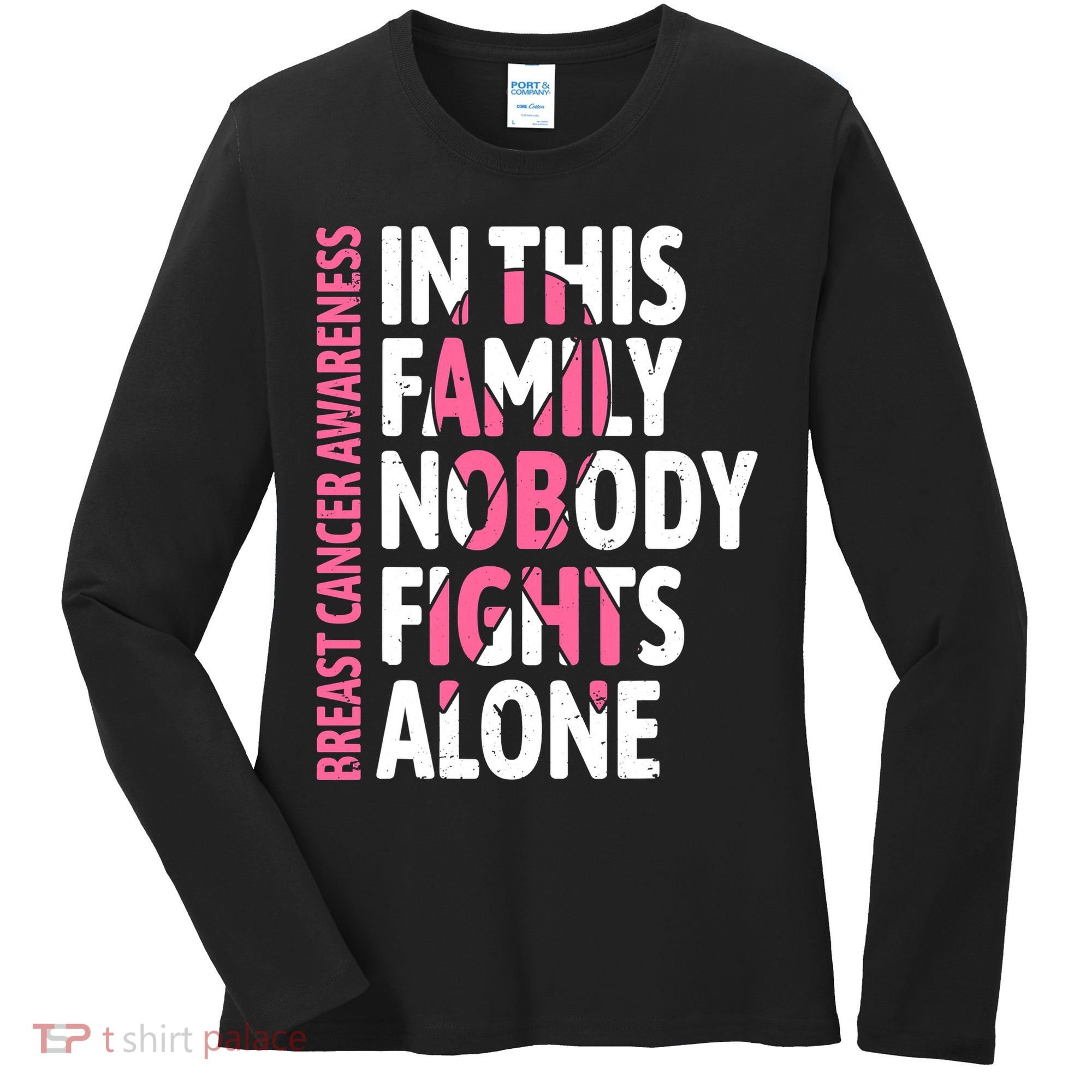 Breast Cancer Awareness Family Support Squad Breast Cancer Women's Long Sleeve Shirt