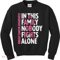 Breast Cancer Awareness Family Support Squad Breast Cancer Kids Sweatshirt thumb 0