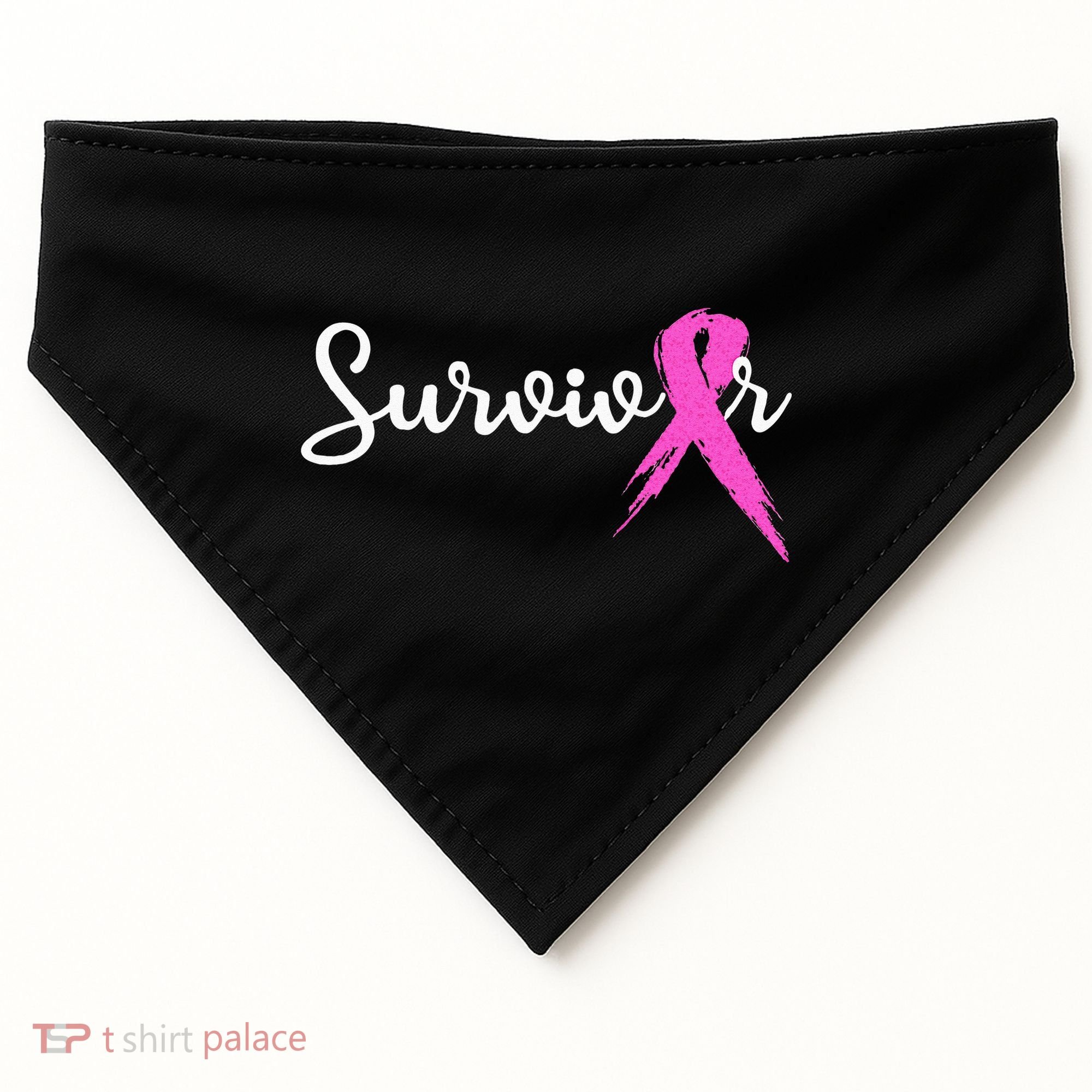 Breast Cancer Awareness Pink Ribbon Survivor USA-Made Doggie Bandana