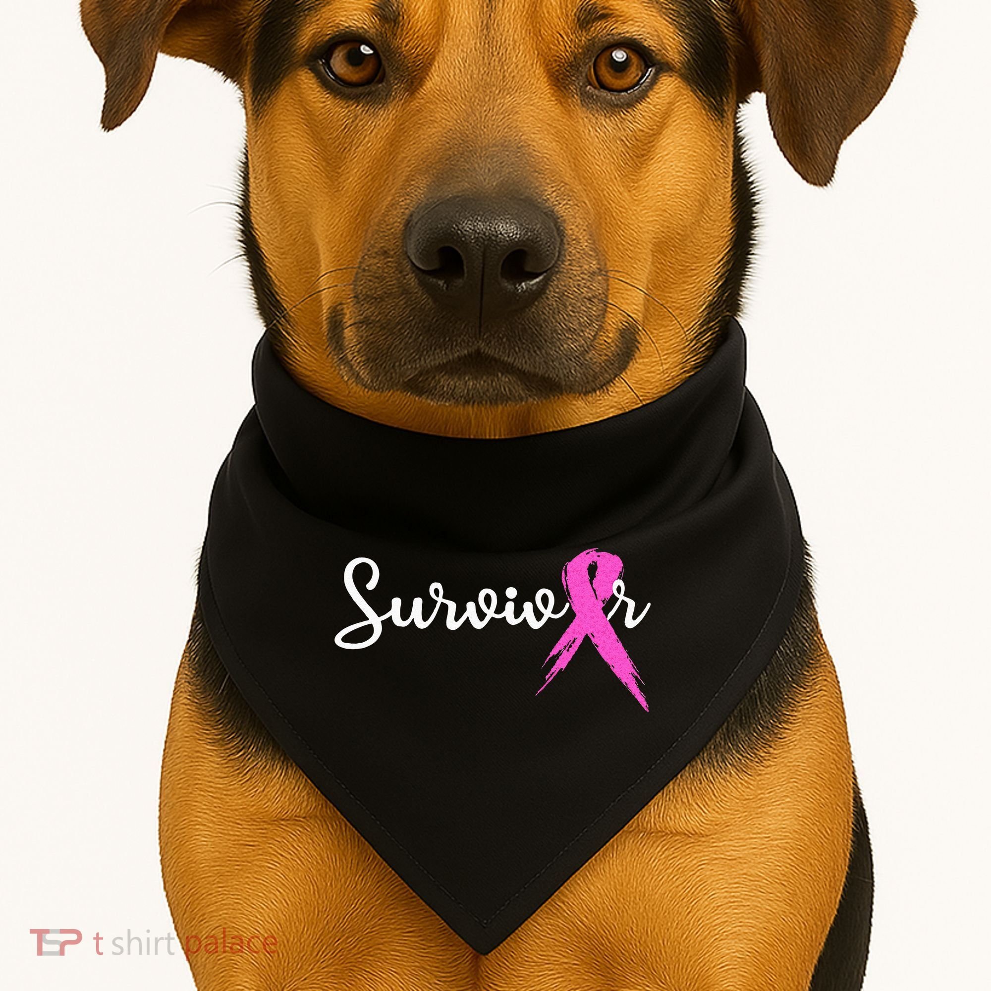 Breast Cancer Awareness Pink Ribbon Survivor USA-Made Doggie Bandana