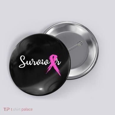 Breast Cancer Awareness Pink Ribbon Survivor Button