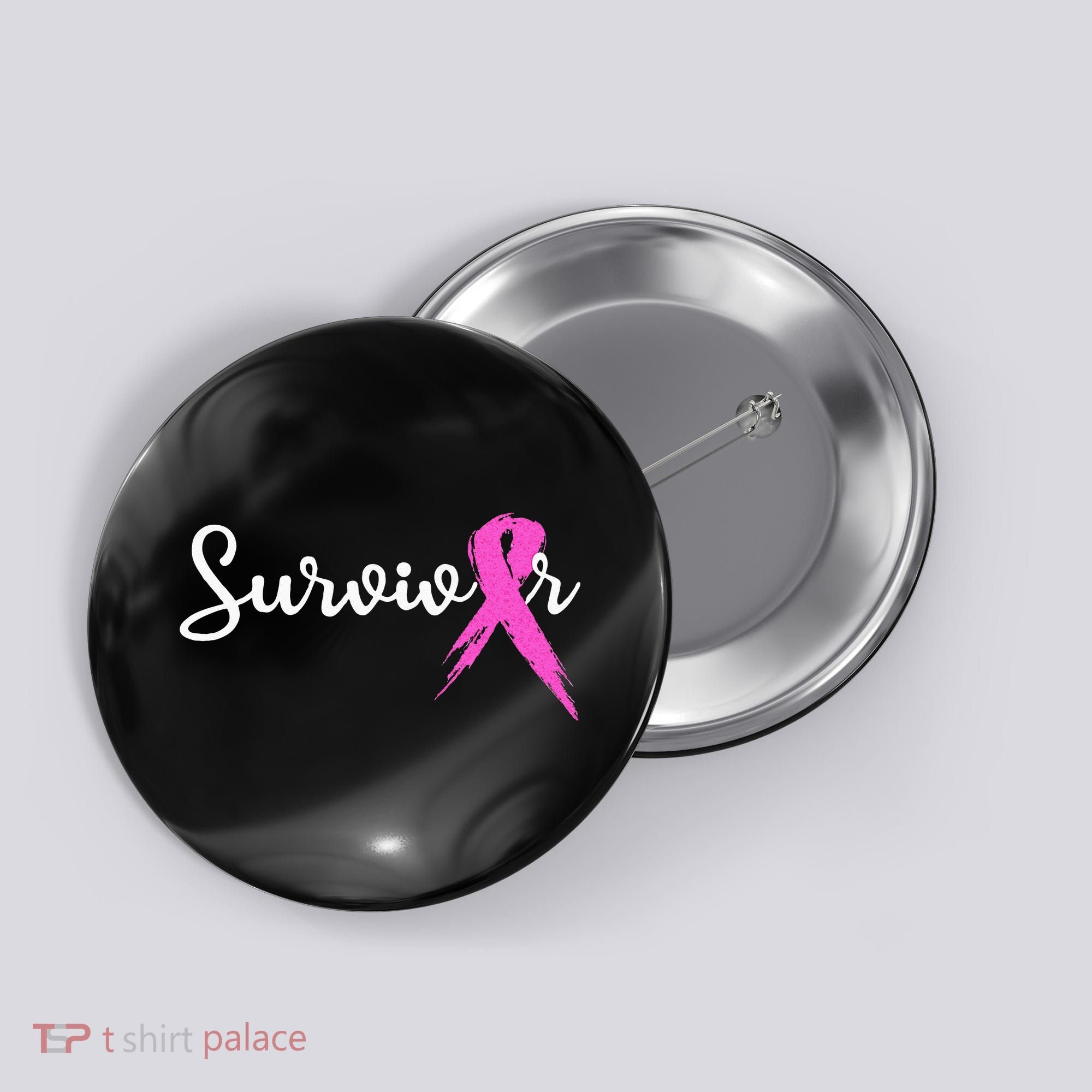 Breast Cancer Awareness Pink Ribbon Survivor Button