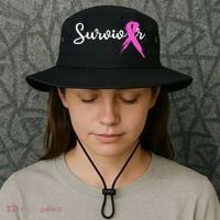 Breast Cancer Awareness Pink Ribbon Survivor Bucket Hat thumb 3