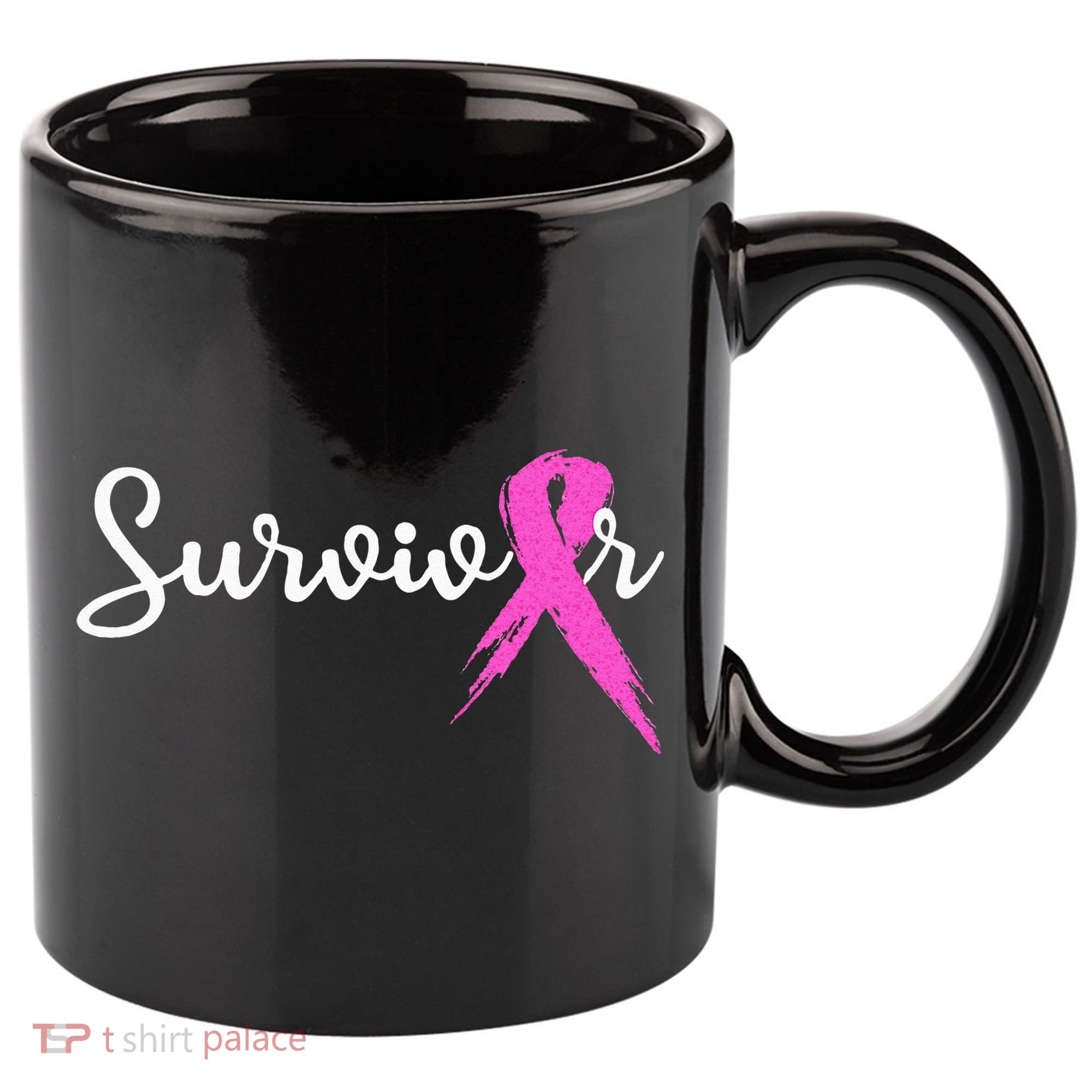 Breast Cancer Awareness Pink Ribbon Survivor 11oz C Handle Ceramic Mug