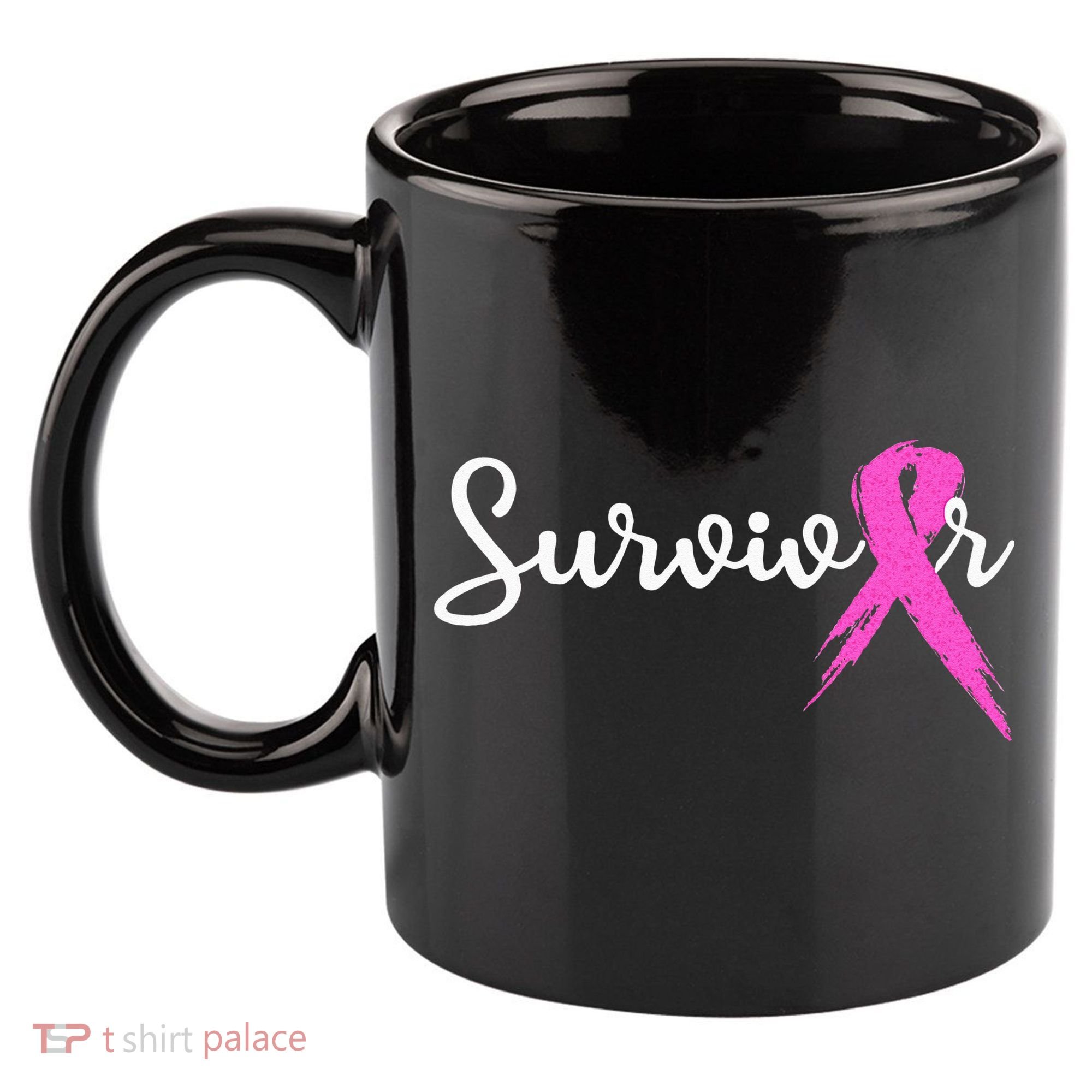 Breast Cancer Awareness Pink Ribbon Survivor 11oz C Handle Ceramic Mug