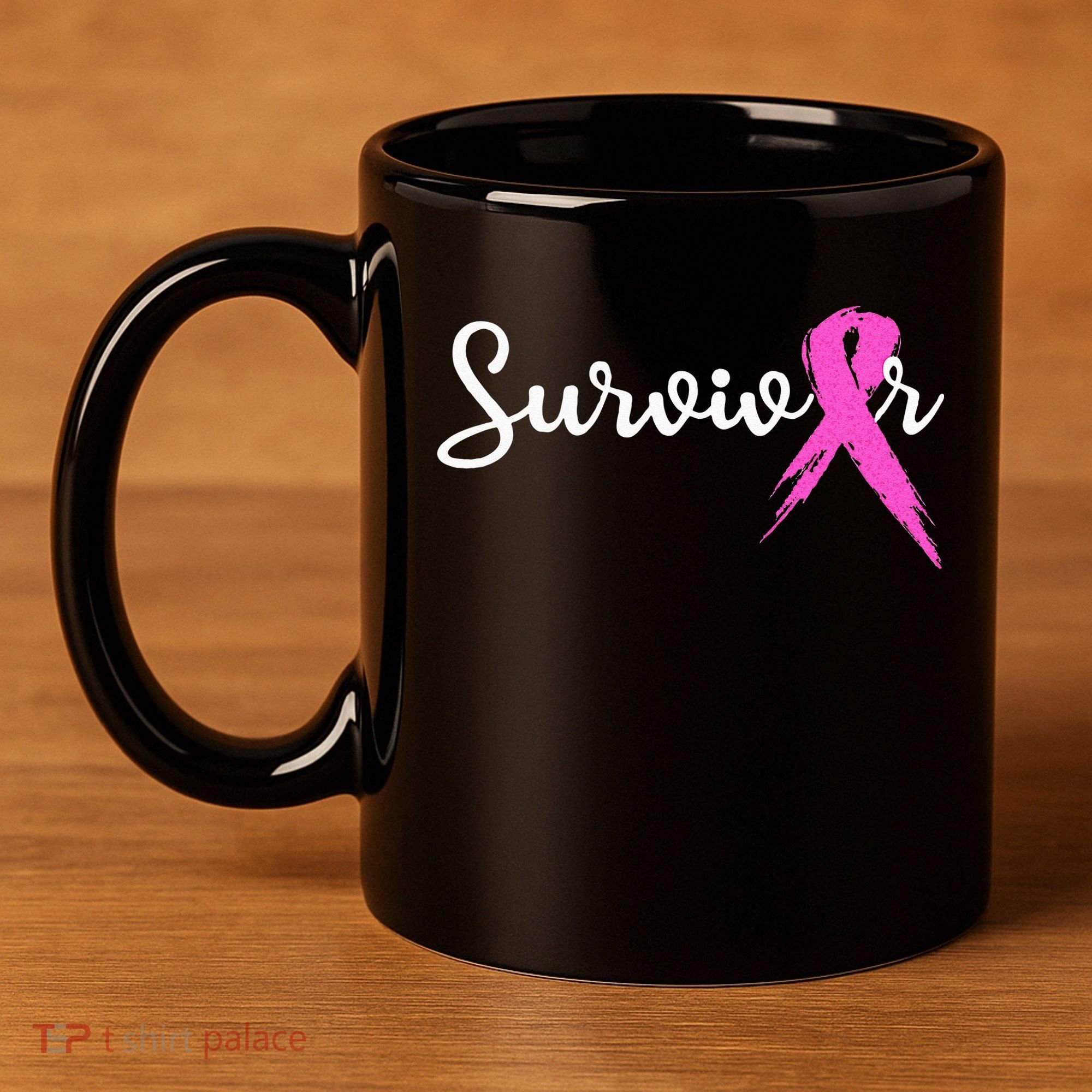 Breast Cancer Awareness Pink Ribbon Survivor 11oz C Handle Ceramic Mug