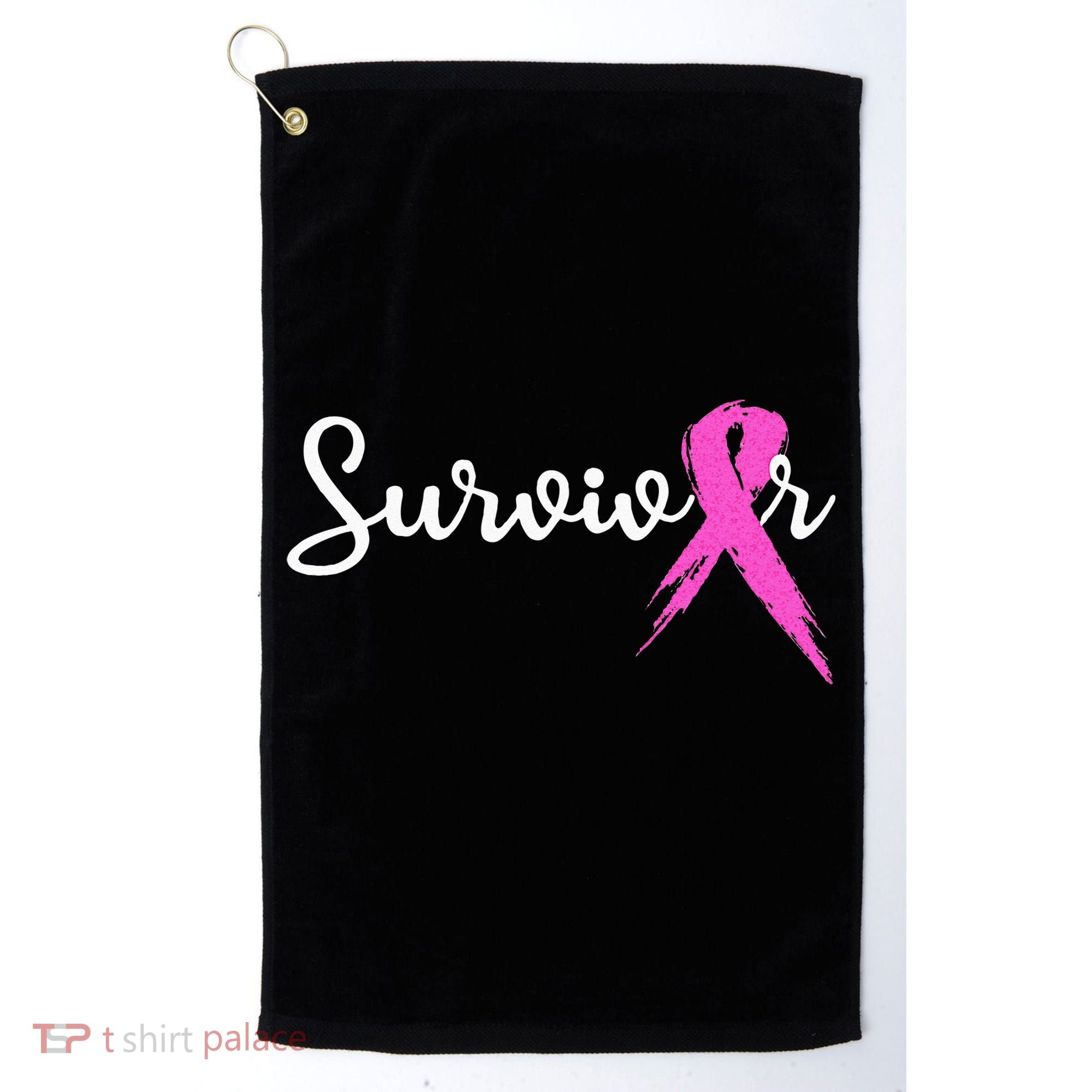 Breast Cancer Awareness Pink Ribbon Survivor Golf Towel