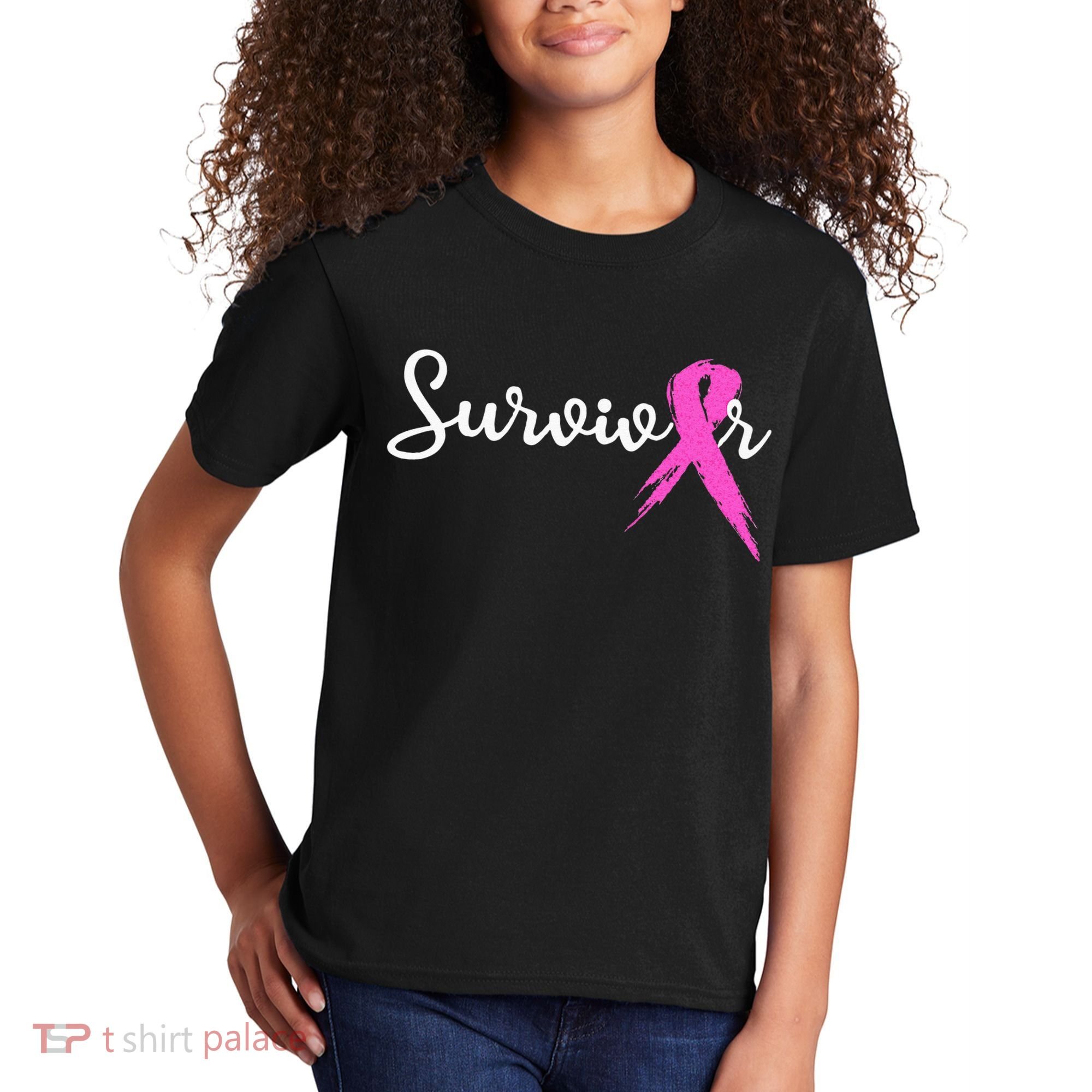 Breast Cancer Awareness Pink Ribbon Survivor Kids T-Shirt