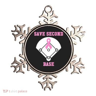Breast Cancer Awareness Save Second Base Pink Ribbon Ornament