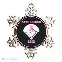 Breast Cancer Awareness Save Second Base Pink Ribbon Ornament thumb 0