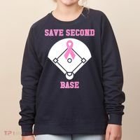 Breast Cancer Awareness Save Second Base Pink Ribbon Women's Sweatshirt thumb 0
