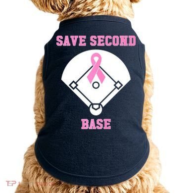 Breast Cancer Awareness Save Second Base Pink Ribbon Doggie Tank