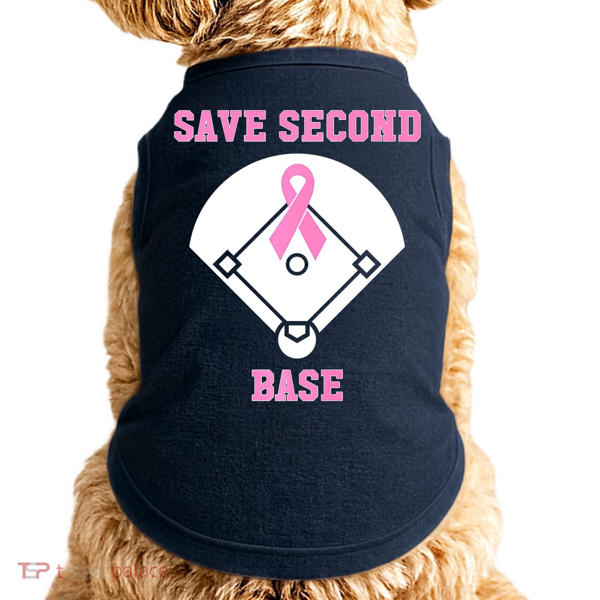 Breast Cancer Awareness Save Second Base Pink Ribbon Doggie Tank