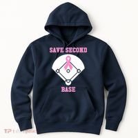 Breast Cancer Awareness Save Second Base Pink Ribbon Hoodie thumb 0