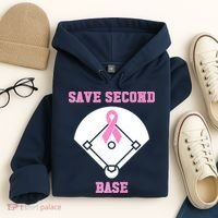 Breast Cancer Awareness Save Second Base Pink Ribbon Hoodie thumb 4