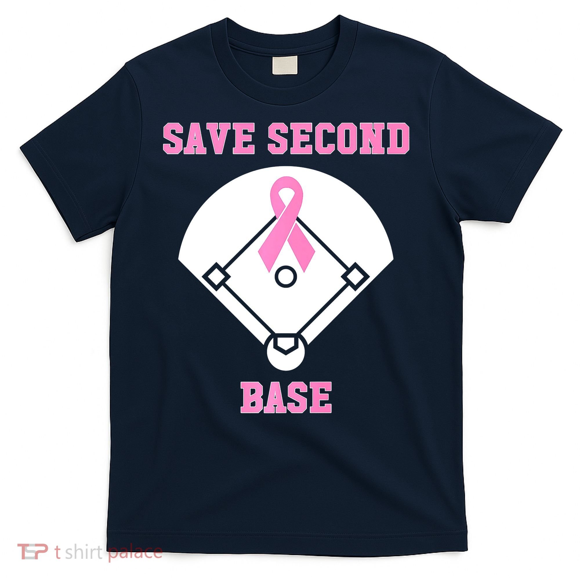 Breast Cancer Awareness Save Second Base Pink Ribbon T-Shirt
