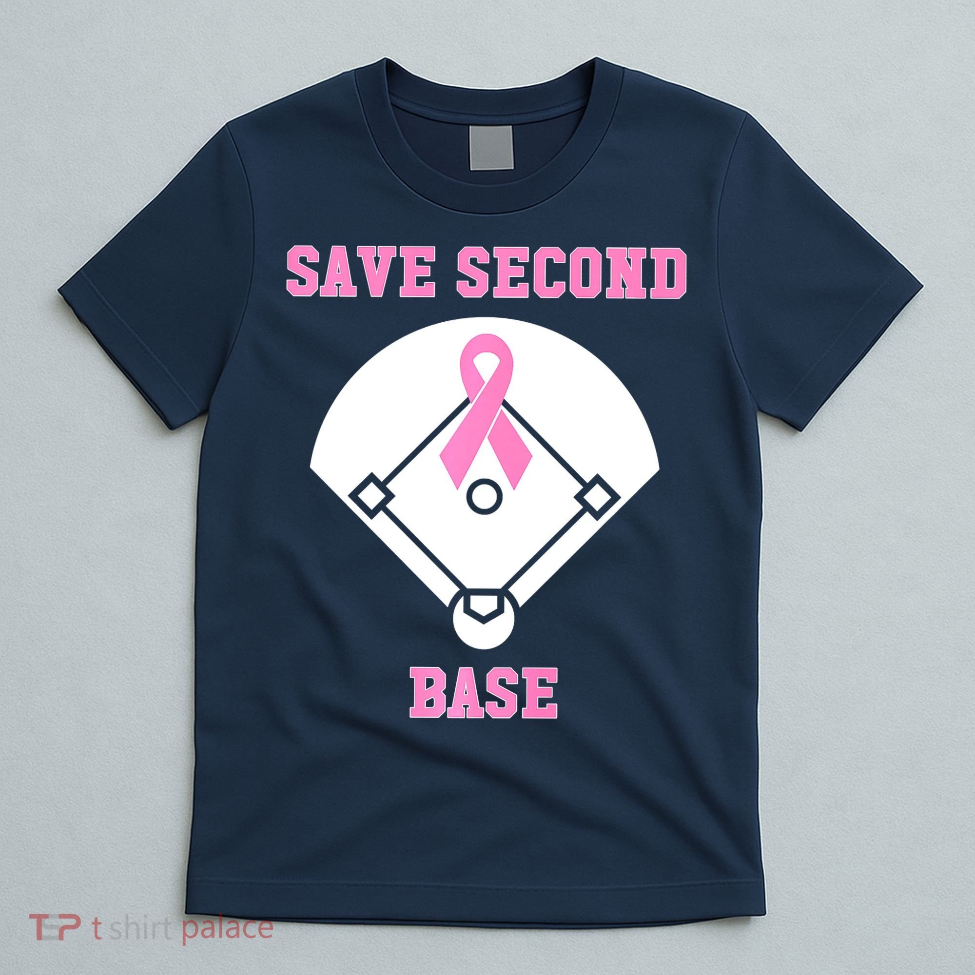 Breast Cancer Awareness Save Second Base Pink Ribbon T-Shirt